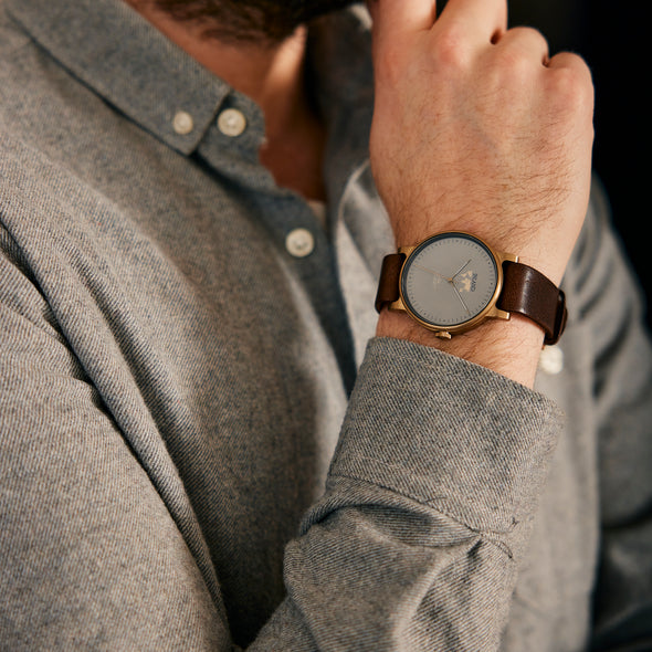 THE JUNE WATCH - ANTIQUE GOLD / GREY - 41 MM