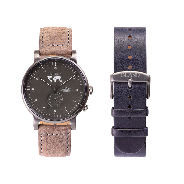 MONTRE AUGUST - CHARCOAL / GRIS OLIVE - 41 MM