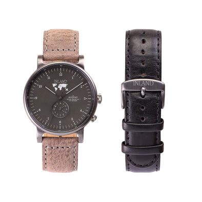 Buy incredibly designed watches online shipping worldwide / Watch THE AUGUST - CHARCOAL / OLIVE GREY - maison-inland / goes with all - best designed watch shop online quality classical elegant durable wristwatches / made in Canada