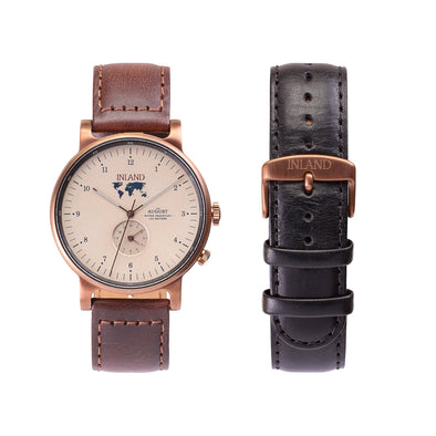 Buy harmonious design watches online shipping worldwide / Watch THE AUGUST - COPPER / SAND - maison-inland / goes with all - best designed watch shop online quality classical elegant durable wristwatches / made in Canada