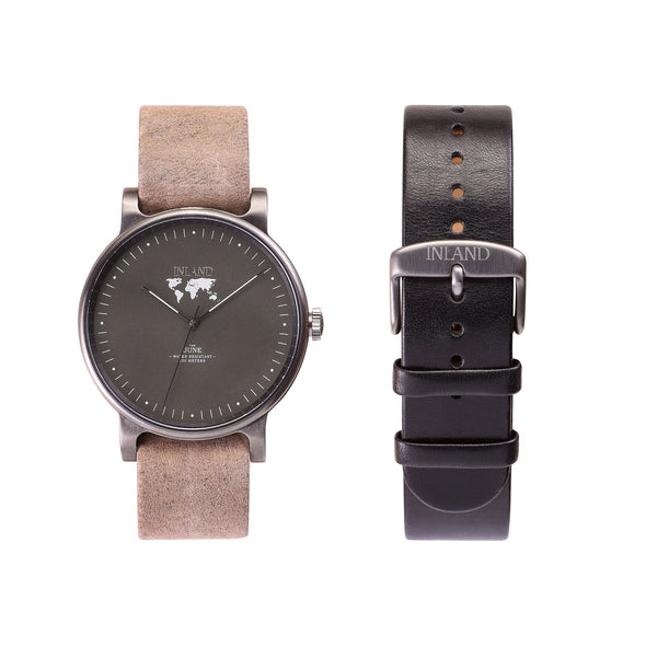 THE JUNE WATCH - CHARCOAL / OLIVE GREY - 41 MM
