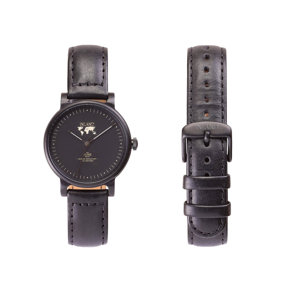 Buy exclusive and cosmopolitan women watches online shipping worldwide / Watch THE JUNE PETITE - BLACK in BLACK - maison-inland/ versatile - carefully designed watch shop online quality classical elegant stylish resistant wristwatches / urban high quality watch 100% Canadian desig