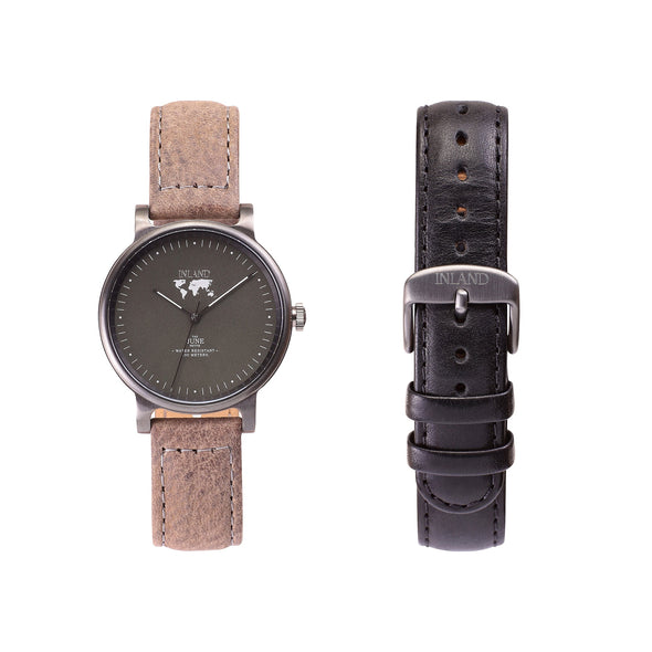Buy woman's elegant designed watches online shipping worldwide / Watch THE JUNE PETITE - CHARCOAL / OLIVE GREY - maison-inland / versatile - carefully designed watch shop online quality classical elegant stylish resistant wristwatches / urban high quality watches great Northern style