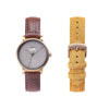 THE JUNE PETITE WATCH - ANTIQUE GOLD / GREY - 34 MM