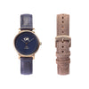 THE JUNE PETITE WATCH - ANTIQUE GOLD / NAVY - 34 MM
