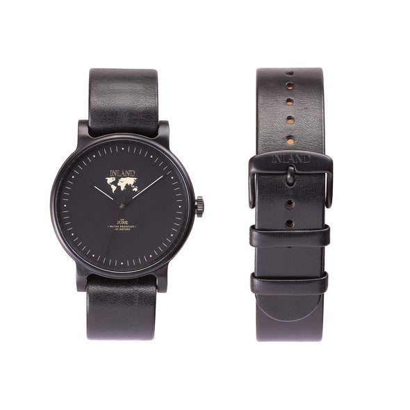 Buy astonishing design woman watches online shipping worldwide / Watch THE JUNE - BLACK in BLACK - maison-inland / goes with all - best designed watch shop online quality classical elegant stylish resistant wristwatches / top quality watches made in North America