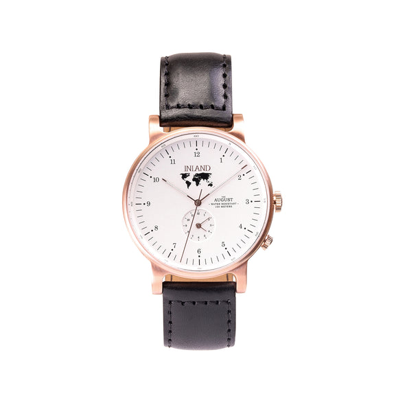 MONTRE AUGUST - OR ROSE / BLANC - 41 MM