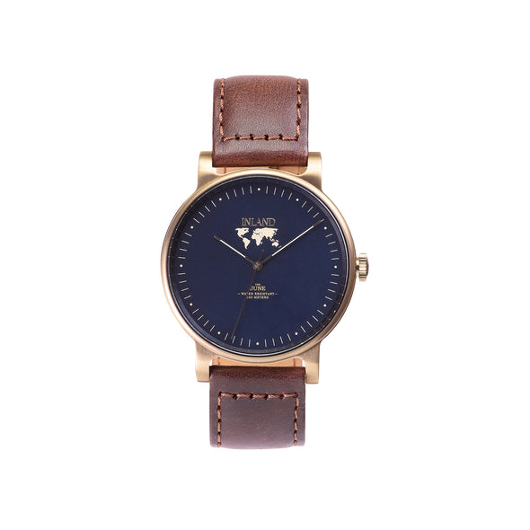 THE JUNE WATCH - ANTIQUE GOLD / NAVY - 41 MM