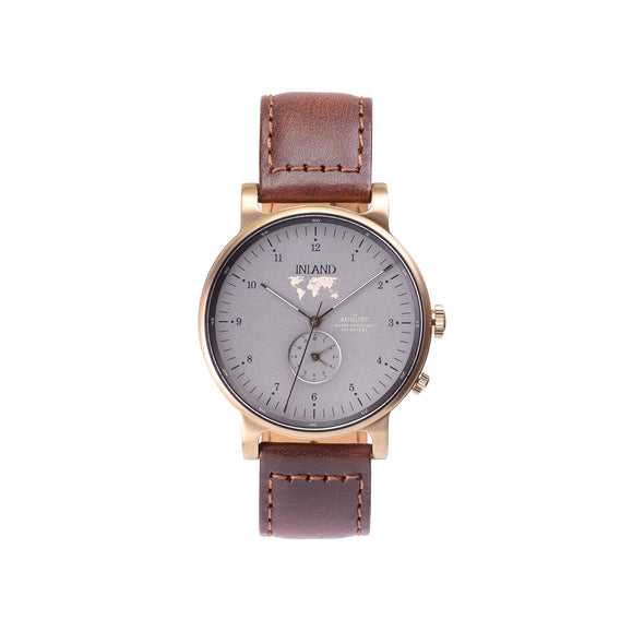 Buy classic design watches online shipping worldwide / Watch THE AUGUST - ANTIQUE GOLD / GREY - maison-inland - best watch shop online quality durable wristwatches