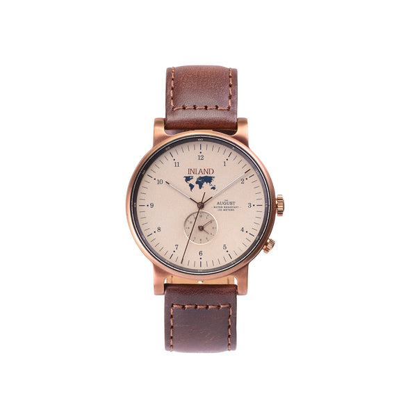 Buy harmonious design watches online shipping worldwide / Watch THE AUGUST - COPPER / SAND - maison-inland / goes with all - best designed watch shop online quality classical elegant durable wristwatches / made in Canada