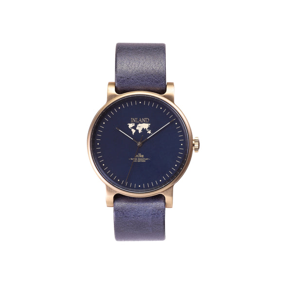 Buy distinguished woman's design watches online shipping worldwide / Watch THE JUNE - ANTIQUE GOLD / NAVY - maison-inland  / goes with all - best designed watch shop online quality classical elegant stylish resistant wristwatches / top quality watches made in North America